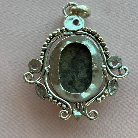 925 Sterling Dragon Blood Stone & Amethyst Pendant - Picture 5 of 5